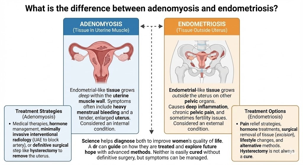 What is the difference between adenomyosis and endometriosis?